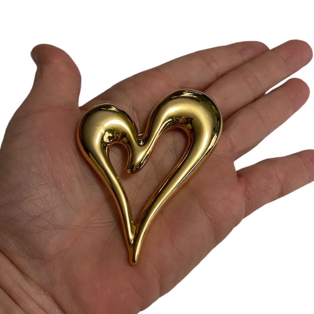 Vintage Brooch Heart Premier Designs Gold Tone Heart